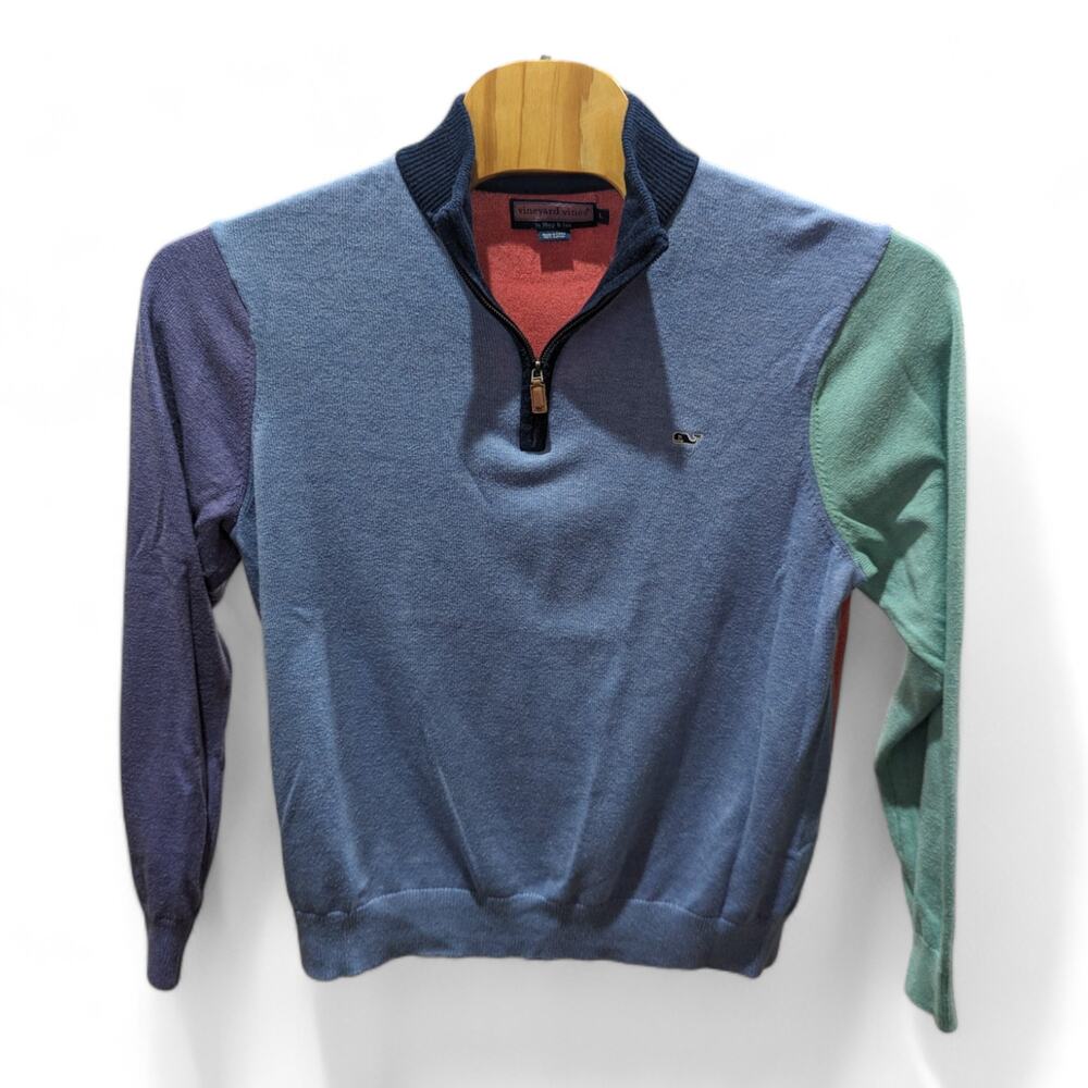 Vineyard Vines Multicolor Men's Large Quarter Zip Pullover Pastel - Preowned